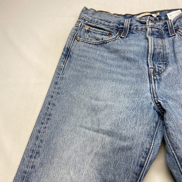 Levi's Wedgie Icon Fit Ankle Jeans Womens 28 Blue Cotton Mid Rise Frayed Hem - Picture 12 of 16